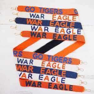 War Eagle Beaded <b>Bag</b> <b>Strap</b> Go Tigers Embroidery Work Glass Seed Bead Crossbody Belt Shoulder Handle <b>Replacement</b> Wide Tote <b>Strap</b> - Product Image 1