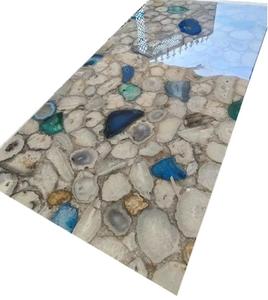 Meuble de salle à manger moderne en agate fait à la main, plan de travail en dalle de pierre, décorations de cuisine, console à café, bureau pour salon - Product Image 3