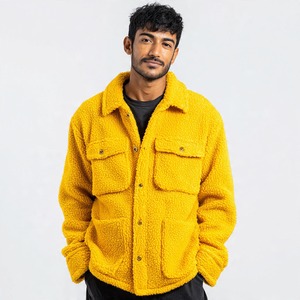 Chaqueta de lana sherpa para hombre hecha a medida, 100% algodón, gruesa, 500GSM, estilo streetwear, con botones, chaqueta de lana para hombre para invierno - Product Image 6