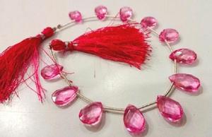 Perles de topaze rose naturelle de Londres, forme poire, facettées, graduées, 8 pouces - Product Image 4