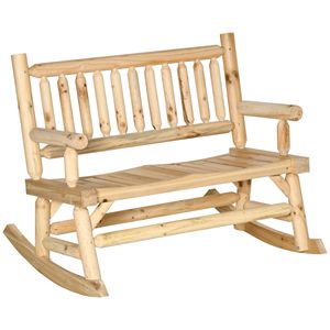 2-Person Heavy Duty in legno sedia a dondolo con Log Design ampi sedili curvi per Patio giardino giardino stile Loveseat panca all'aperto - Product Image 1