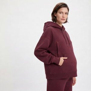 Sudadera con Capucha de Maternidad de Alta Calidad para Mujer, con Hombros Caídos, para Lactancia, Sudadera con Capucha de Forro Polar de 500 g/m² para Mujer - Product Image 2