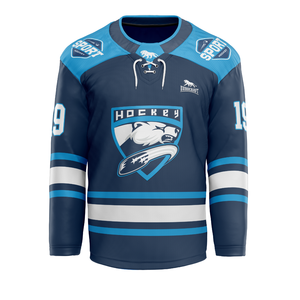 Maillot de hockey sur glace en gros pour hommes, maillot de hockey sublimé en twill avec épaules en maille dimple - Product Image 5