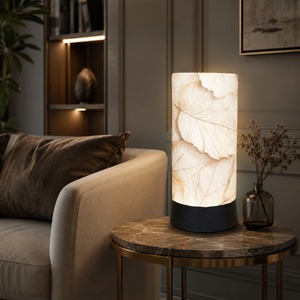 Lámpara de Mesa LED Decorativa con Pantalla con Estampado de Hojas, Luz Cálida, Lámpara de Noche para Mesa de Noche, Lámpara de Escritorio Moderna, Decoración para el Hogar, Sala de Estar, Dormitorio - Product Image 4