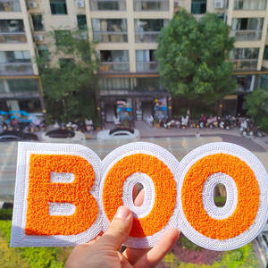 Parche de Lona Grande de 10 Pulgadas con Aplique de Calabaza Ligero para Halloween, para la Parte Trasera de Chaquetas, Diseño Personalizado de Calabaza de Dibujos Animados, Rectangular, con Flores - Product Image 6