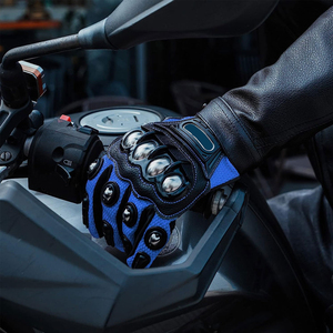 Gants de moto bleus personnalisables pour la course, les sports de plein air, la compétition, le VTT et les sports. - Product Image 3