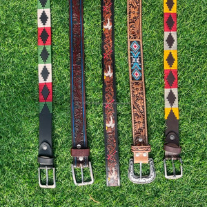 Cinturón con cuentas de vaquero con diseño floral en relieve y Fabricante Mayorista de cuero de la mejor calidad para hombres y mujeres - Product Image 6