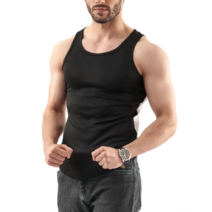 Camiseta sin mangas de punto casual para hombre al por mayor, de secado rápido, rendimiento atlético, malla de elastano/poliéster, sin mangas, con logo personalizado, tela de 180 g - Product Image 2