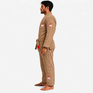 ชุดคิโมโน BJJ สำหรับผู้ชาย ผ้าฝ้าย 100% ทนทาน ทรงปกติ ชุดฝึกศิลปะการต่อสู้ สีแทน - Product Image 3