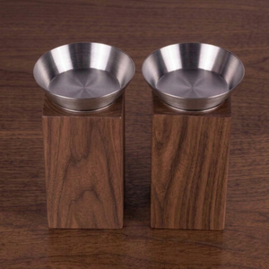Premium Wooden Incense Burner Featuring Tall Rectangular Block Stand And Sleek <b>Brushed</b> Silver-Tone Top Bowl For Home Fragrance - Product Image 4