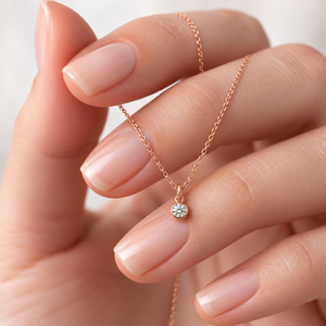 สร้อยคอทองคำ 14K สีเหลืองทรงกลม ประดับเพชรแล็บ 0.25 กะรัต ทรงเดี่ยว ดีไซน์เรียบหรู พร้อมใบรับรองความใส VVS เครื่องประดับคุณภาพสูง - Product Image 3