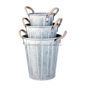High Grade <b>Galvanized</b> Planters Set of Three Nesting Outdoor Display Multifunctional <b>Buckets</b> Hot Sale Planter With Rope Handle - Product Image 1