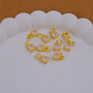 Conjunto de puntas de Latón chapado en oro redondo de Calcedonia Rosa delicada hecha a mano para la fabricación de joyas, suministros de joyería al por mayor - Product Image 4