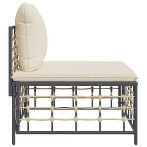 Canapé de jardin modulaire en rotin PE anthracite beige, siège central pour l'extérieur - Product Image 4