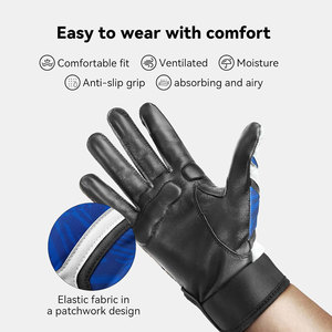 Leather <b>Baseball</b> Softball Batting <b>Gloves</b> Lightweight Durable Full Finger Breathable Anti Wrinkle Quick Dry Non Slip - Product Image 2