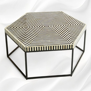 Table basse moderne en os incrusté avec rangement, fabriquée à la main - Ajoutez du luxe et du charme à votre maison - Product Image 4
