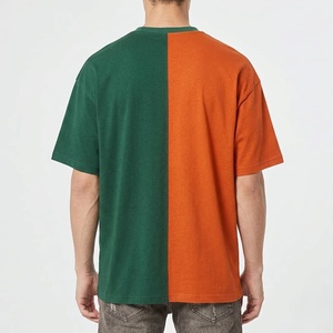 เสื้อยืดคอกลมแขนสั้นผู้ชาย ทรงโอเวอร์ไซส์ ผ้าเจอร์ซีย์คอตตอน 100% สไตล์ลำลอง สีเขียวและสีสนิม รุ่น 2027 - Product Image 2
