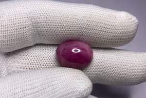 Rubí Estelar Natural de 17.83 Ct, Corindón Rojo Púrpura |   Cabujón Ovalado Grande, Gema Suelta - Product Image 6