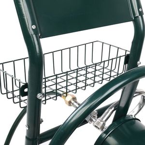 Carrello Porta Tubi a Quattro Ruote in Ferro Verde Scuro per Giardino - Product Image 5