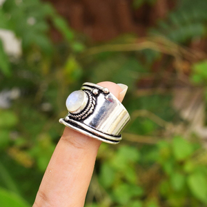 Bague en pierre de lune, argent sterling 925, faite à la main, bijou pour elle - Product Image 2