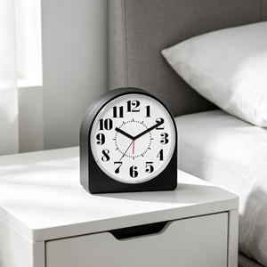 3.7 Inch Arch-Shaped Silent Alarm <b>Clock</b> with Jumbo Numerals & <b>LED</b> Night Light – Black | Bedroom & Bedside Travel <b>Clock</b> - Product Image 3