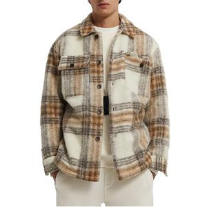 Veste à capuche en flanelle à carreaux de haute qualité pour l'hiver, écologique, coupe-vent, épaisse, doublée de polaire, avec logo sur le devant - Product Image 1
