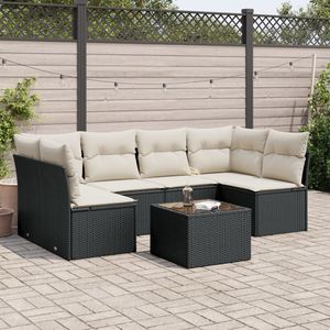 Set Divano da Giardino Bianco Crema 6 Posti in Rattan Arredamento da Esterno Stile Contemporaneo - Product Image 1