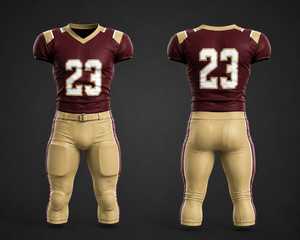 Custom American Football Uniform Maroon and Beige Sublimated Jersey and Padded Pants Pro Team Sportswear Breathable Match Kit - Product Image 1