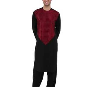 Vêtements masculins de style afghan, kurta brodée au col et aux poignets avec un ensemble de pyjama simple, meilleure édition, vêtements traditionnels afghans pour hommes - Product Image 3
