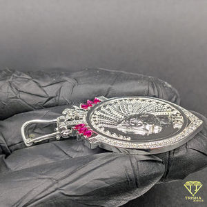 Collar llamativo estilo hip hop con colgante de medallón con incrustaciones de diamantes estilo moneda - Product Image 6