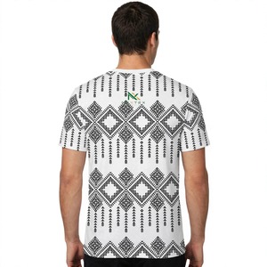 Camiseta de Algodón para Hombre con Estampado Geométrico de Diamantes, Manga Corta, Informal, Verano, Estilo Étnico Moderno - Product Image 3