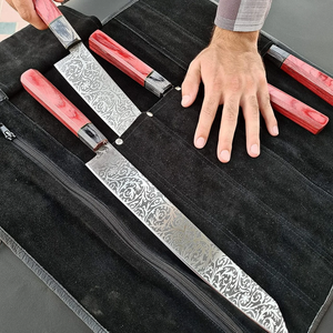 LEGACY BLADES Ensemble de 5 couteaux de chef en acier Damas faits à la main, manches en bois pleine longueur, design ambidextre, durables et éco-responsables - Product Image 5