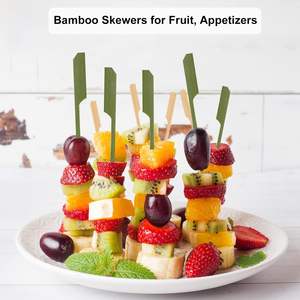 Brochettes en bambou naturel vertes pour apéritifs, cocktails, fruits, grillades, collations, charcuterie et accessoires - Product Image 2