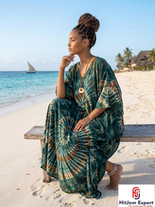 Women Printed <b>Kaftan</b> Dress Lightweight Comfortable <b>Beach</b> Wear Loose Fit Elegant Style Bulk Supply for Brands - Product Image 2