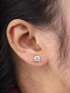 Round Cut Lab Diamond Stud <b>Earrings</b> 14K Gold Screw <b>Back</b> Classic Solitaire Luxury Jewelry OEM - Product Image 6