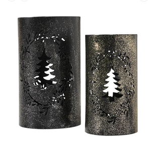 Portavelas Votivas de Metal Blanco Envejecido con Diseño de Árbol de Navidad - Product Image 4