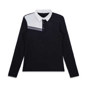 Men's <b>Long</b>-<b>Sleeve</b> Asymmetrical Color-Block Polo <b>Shirt</b> 2026 Smart-Casual Tailored Fit Black & <b>White</b> Contrast Professional Top - Product Image 1