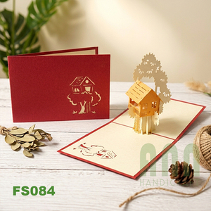 ANN HANDICRAFT Cartes de vœux 3D Pop personnalisées faites à la main 'Maison Arbre Amitié' Carte de remerciement en forme de boîte en papier découpé - Product Image 2