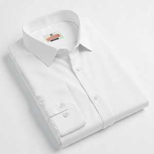 Chemises habillées pour hommes en popeline de coton blanc, à manches longues, couleur unie, col rabattu, anti-plis, formelles, collection Printemps, ODM - Product Image 2