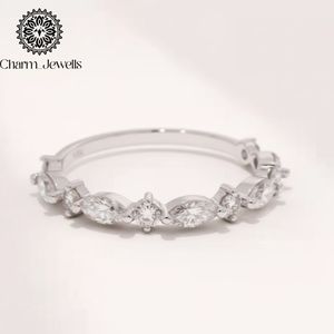 Charm Jewells IGI Certified Moissanite Eternity <b>Band</b> <b>Ring</b> Cushion Cut <b>Silver</b> Prong Setting Women's Classic Style Engagement <b>Ring</b> - Product Image 5
