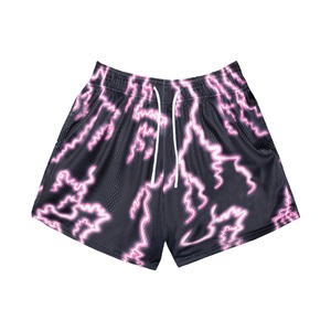 <b>Men's</b> <b>Red</b> Basketball <b>Shorts</b> With White And Navy Lightning Pattern Sublimation Print Drawstring Waist Casual Style - Product Image 3