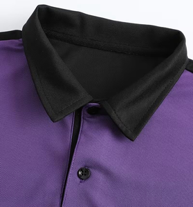 Mens Color Blocked Print for <b>Shirt</b> Short Sleeve <b>Black</b> Purple Knitted Breathable Quick Dry Casual Lightweight 220 GSM Golf - Product Image 5