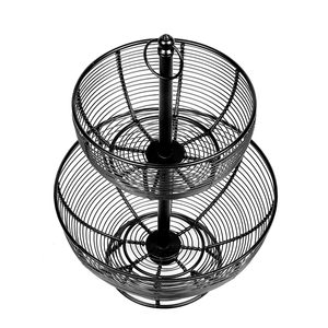 2-Tier Metal Black Wire Multipurpose Detachable Kitchen Storage <b>Basket</b> for Fruits <b>Vegetables</b> Snacks & Counter Organizer - Product Image 6