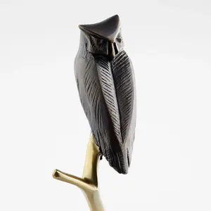 Sculpture d'oiseau en aluminium plaqué or faite à la main, style vintage, décoration d'appoint de table, art moderne, décoration de maison polie, cadeau de mariage - Product Image 3