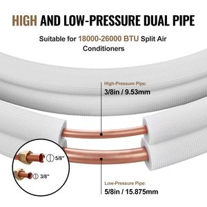 Mini linea Modulare da 16 piedi 3/8 \ "5/8 \" o. D tubi in rame con isolamento a triplo strato cavo di collegamento HVAC ricco accessori aria - Product Image 3