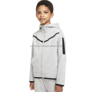 Sweat-shirt à capuche zippé pour enfants, couleur unie, logo personnalisé, manches longues, sport, décontracté, respirant - Product Image 6