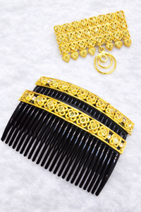 MOLL JEWELLERS Peineta de Pelo Vintage Chapada en Oro Hecha a Mano, Ecológica, Impermeable, Elegante y a la Moda, con Concha de Aleación y Mini Flores de Piedras Rojas - Product Image 2