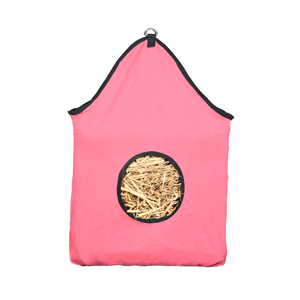 Horse Hay Bag Pink Round Opening Canvas Slow Feeder Durable Hanging Stable Feeding Bag for Travel <b>Trailer</b> Use - Product Image 1