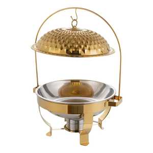 Olla de lujo de acero inoxidable para calentar alimentos, cazuela aislada con diseño acanalado, plato para calentar, tazón para servir con tapa para buffet - Product Image 4