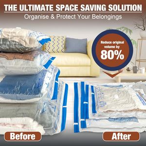 12 sacs de rangement sous vide jumbo pour vêtements, couettes et couvertures, sacs de rangement sous vide jumbo pour la literie (12J) - Product Image 1